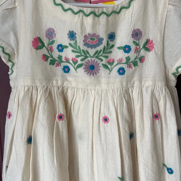 Mini Boden Cream Flutter Sleeve Sundress - Picture 3 of 6